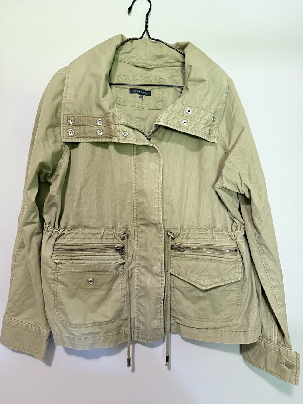 Tommy Hilfiger Light Olive XXL Drawstring Utility Jacket - Women